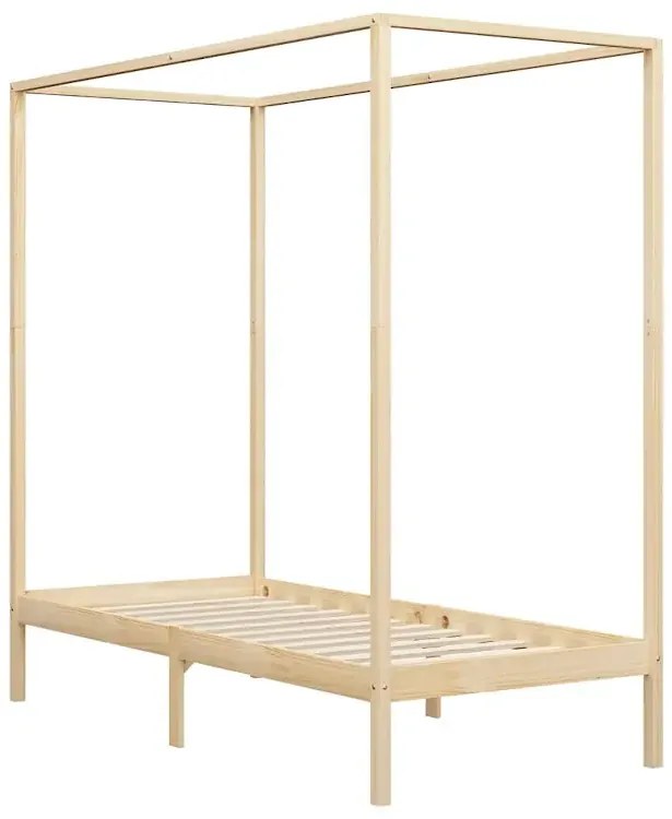 Łóżko z baldachimem w kolorze naturalnego drewna sosnowego 100x200cm Z3-W28