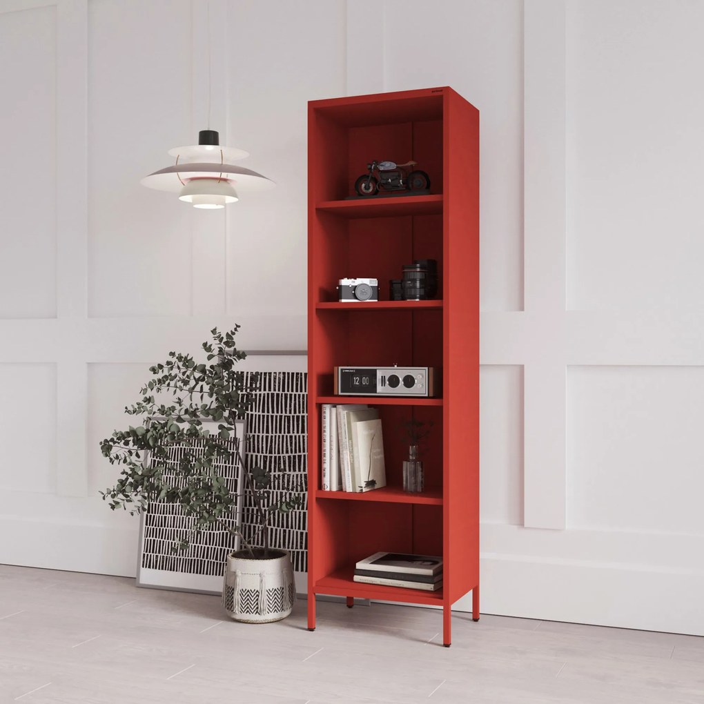 Regał na książki MARIO, 500 x 1800 x 350 mm, Modern: czerwony