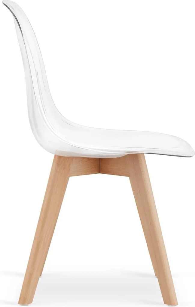 PROMOCJA Przezroczyste krzesło KITO z bukowymi nogami II gatunek