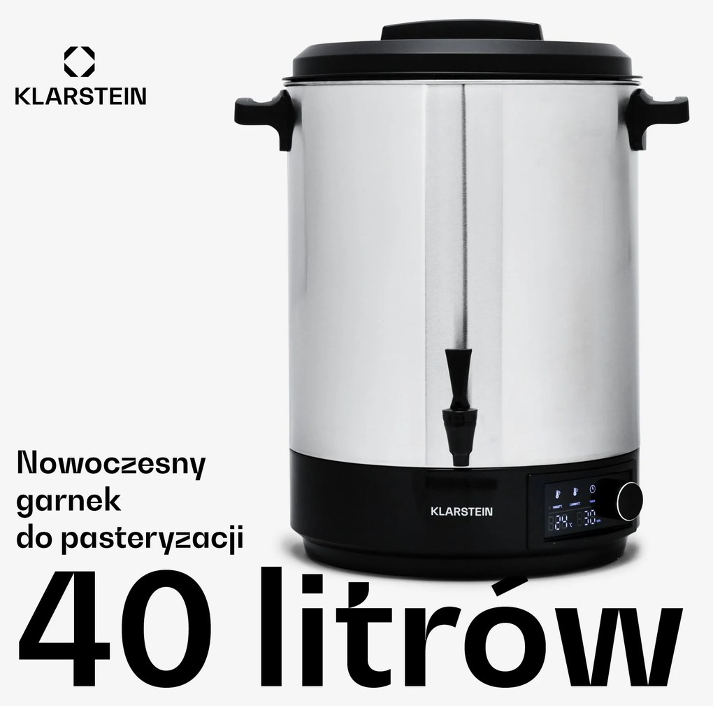 Klarstein Abbey Szczotkowana Stal Nierdzewna 40L Cyfrowy Garnek do Pasteryzacji Srebrny