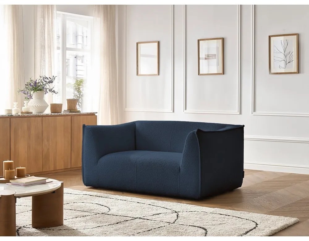 Ciemnoniebieska sofa z materiału bouclé 170 cm Giorgia – Bobochic Paris