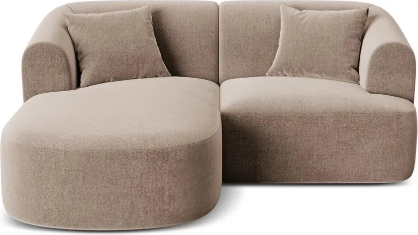 Jasnobrązowy aksamitny narożnik (lewostronny/z szezlongiem) Campi – Cosmopolitan Design