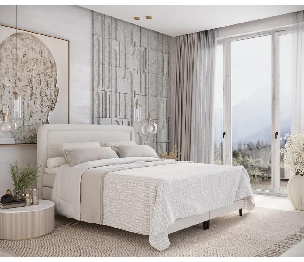 Kremowe łóżko boxspring 160x200 cm Dove – Maison de Rêve