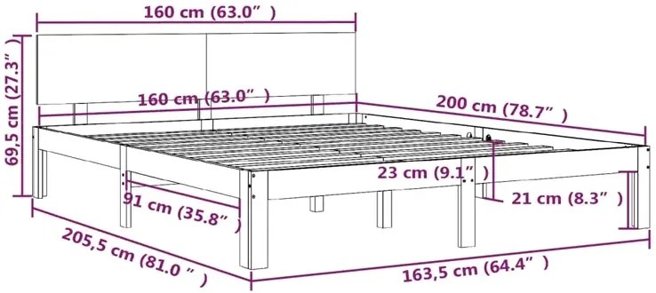 Dwuosobowe łóżko z litej sosny 160x200 T8-S29