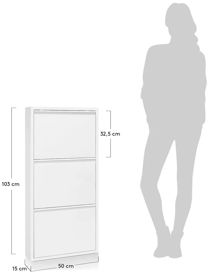 Biała metalowa szafka na buty z 3 przegrodami Kave Home Rox