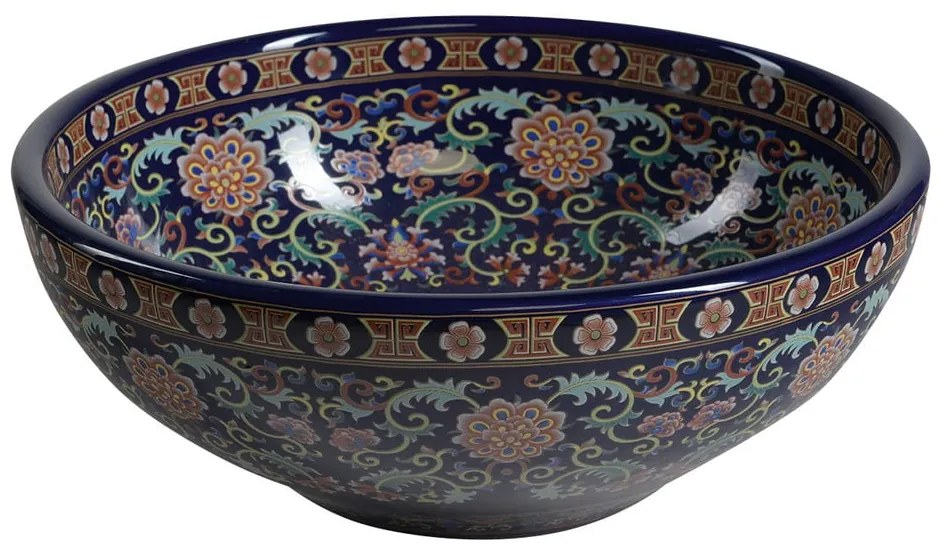 Ciemnoniebieska ceramiczna okrągła umywalka ø 41 cm Priori – Sapho