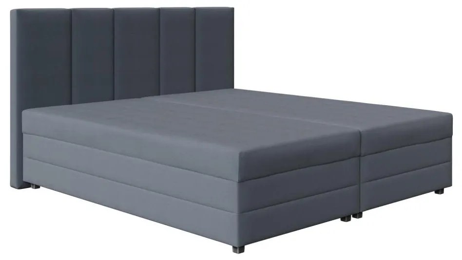 Łóżko tapicerowane z materacem sprężynowym i pojemnikiem na pościel ISABEL 180x200 szare