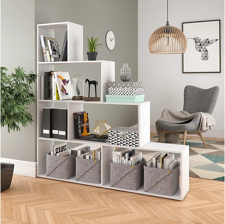 Półka na schody biały 163x29x155