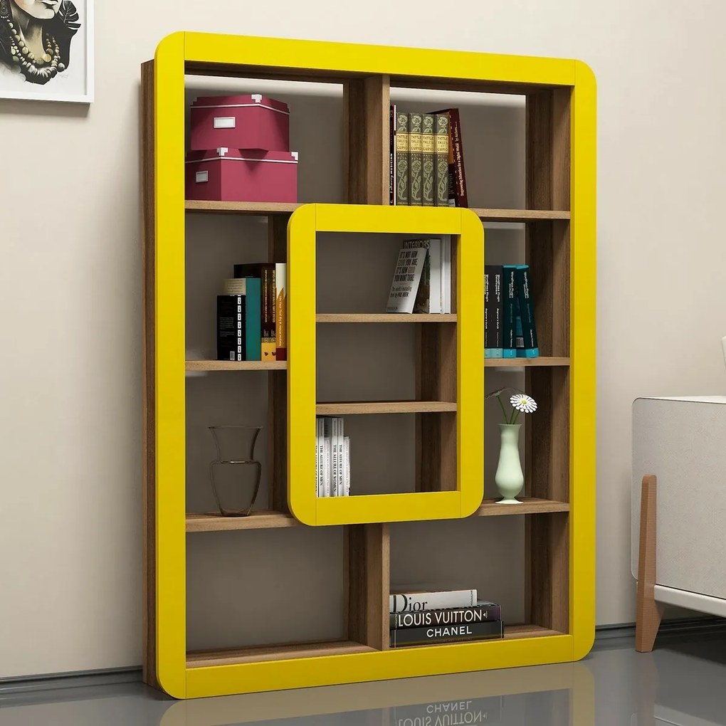Biblioteczka Orkide Yellow and Walnut