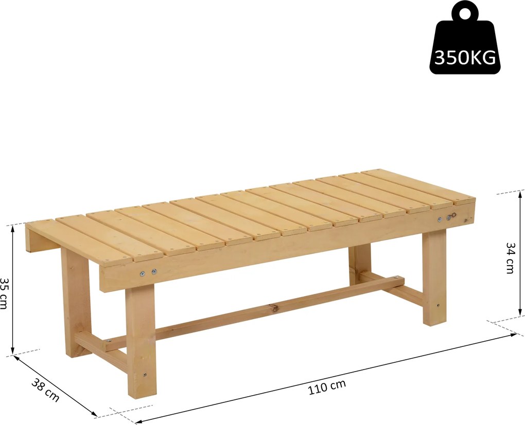 Outsunny Ławka Ogrodowa Rustykalna Lite Drewno Brązowa 2 Osoby 110x38cm | Aosom PL