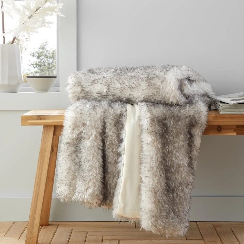 Szary koc ze sztucznego futra 130x170 cm Arctic Fox – Catherine Lansfield