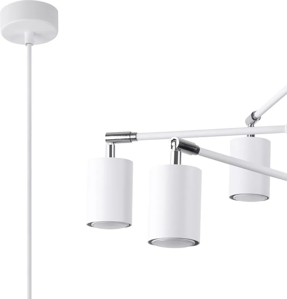 Biała metalowa lampa wisząca Virta – Sollux