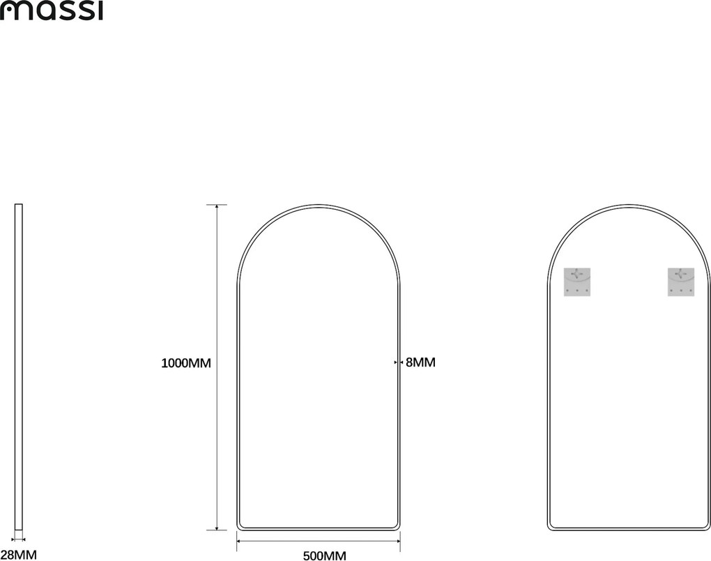 Lustro owalne wiszące portalowe w czarnej aluminiowej ramie 50 x 100 cm ARCH BLACK