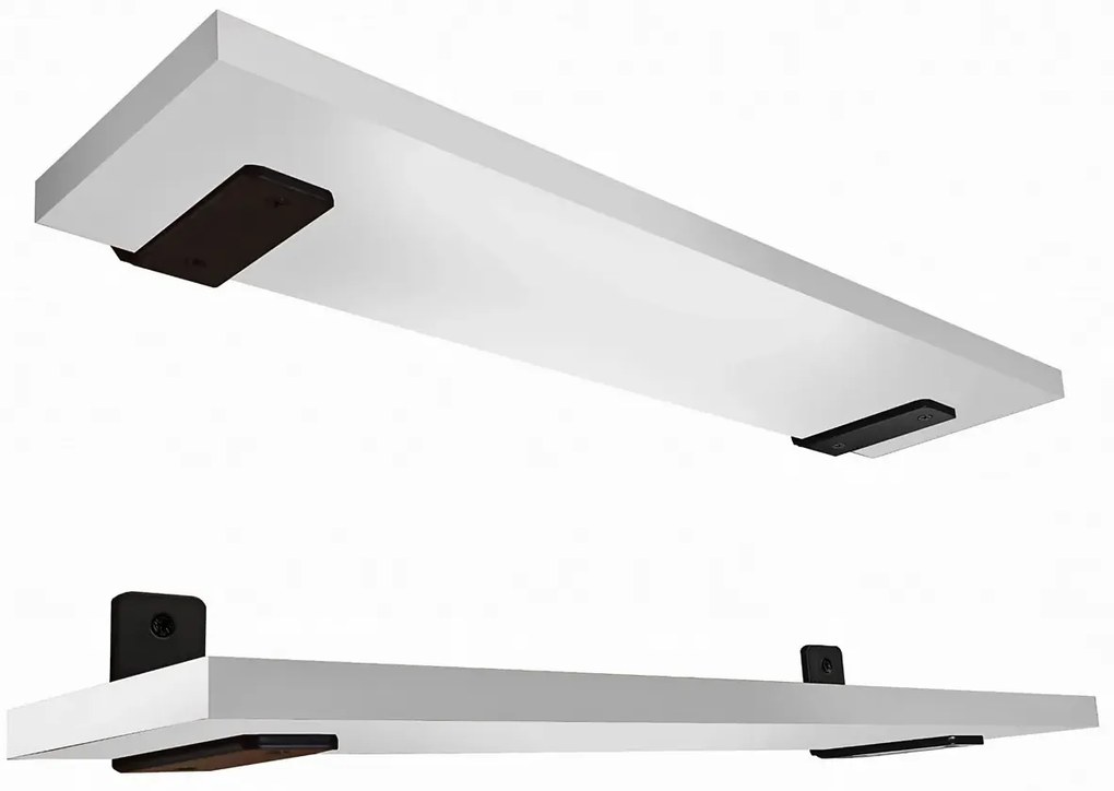 Komplet 2 białych półek ściennych 55 cm - Castello 3X