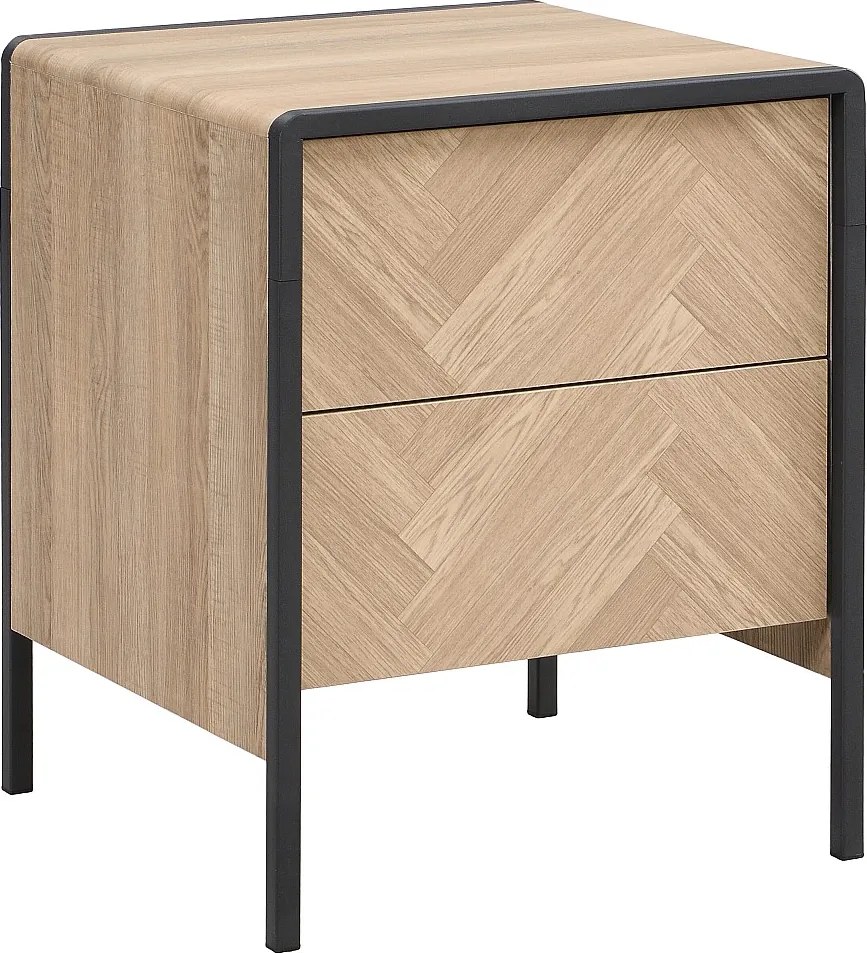 Zestaw 2 szafek nocnych - 2 szuflady - MDF i metal - Naturalny i czarny - TUMACO
