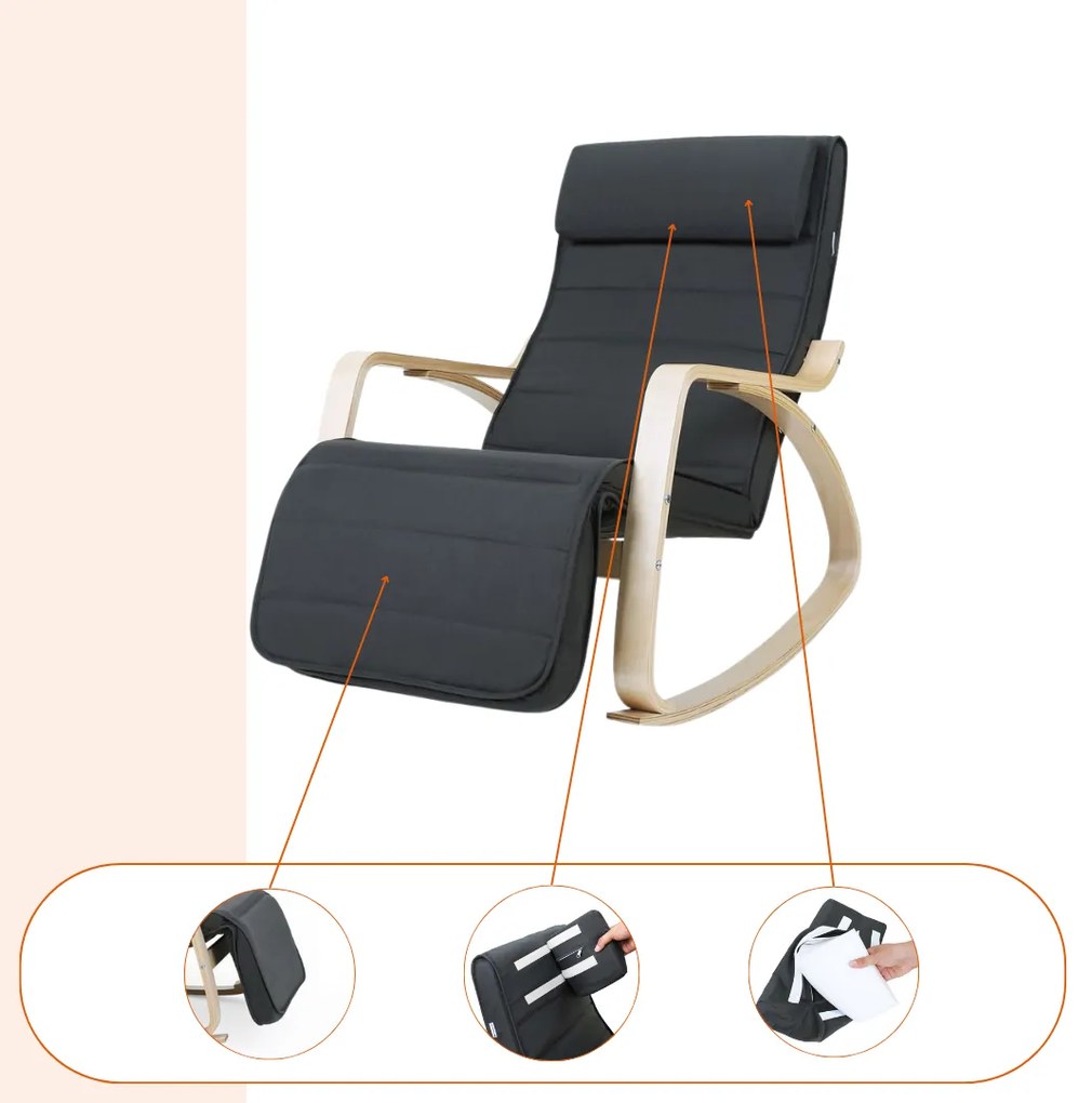 Jurhan Fotel bujany SWING, max obciążenie 150kg, 67x115x91cm, antracyt
