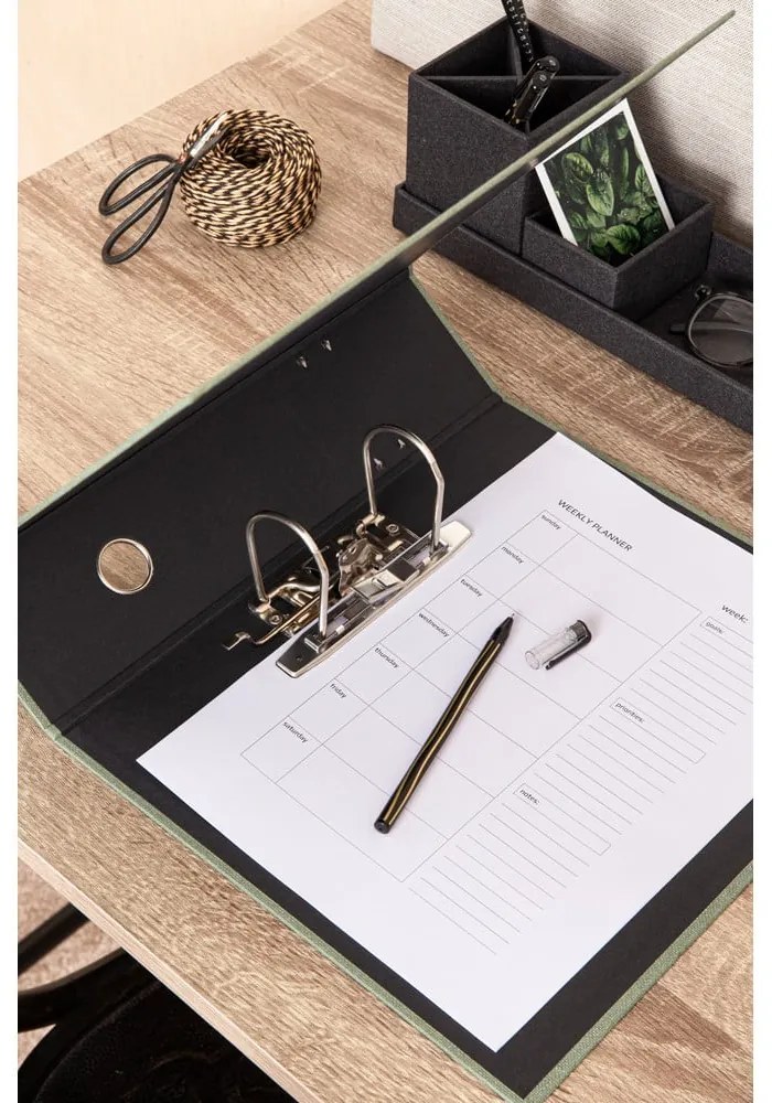Zielony kartonowy organizer na dokumenty Archie Canvas Paper Laminate – Bigso