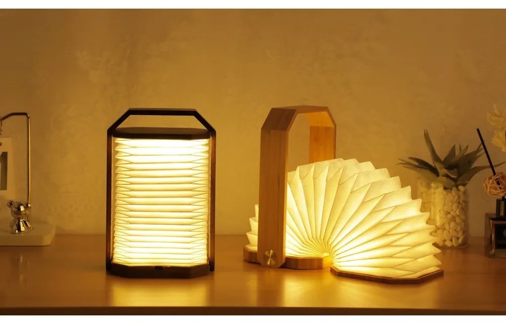 Biała/w ciemnym naturalnym kolorze lampa stołowa LED (wysokość 4 cm) Origami – Gingko