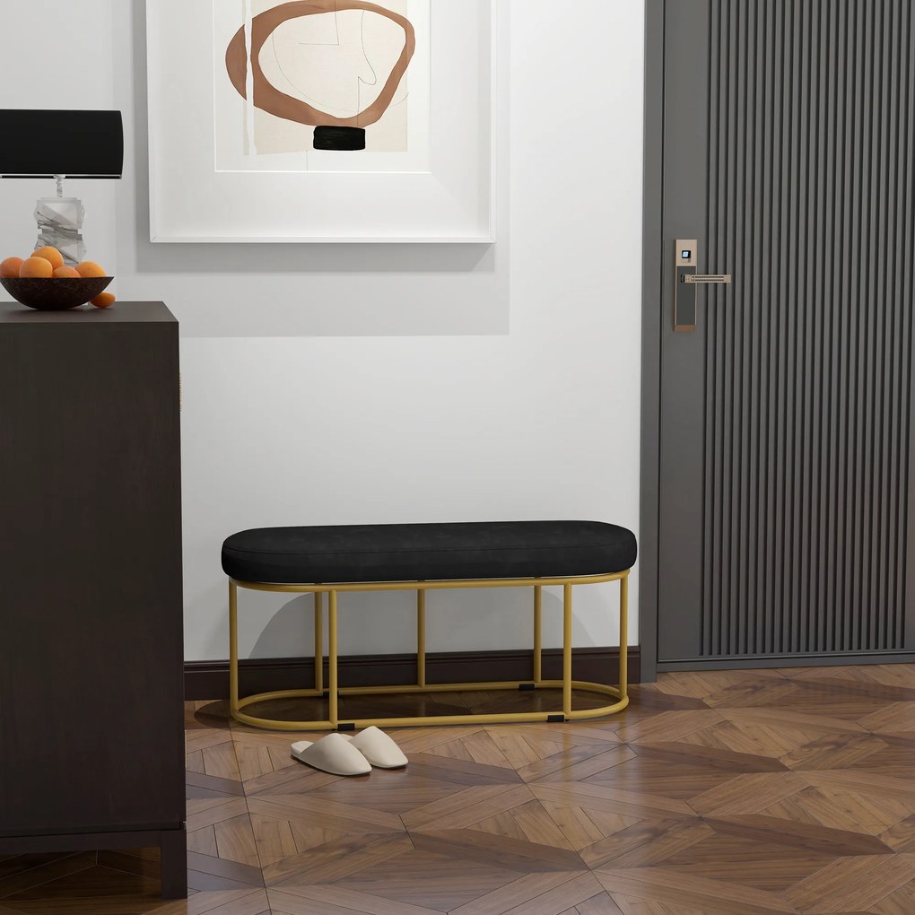 HOMCOM Ławka Aksamitna do Sypialni i Korytarza Elegancka Tapicerka do Makijażu Wysoki Komfort | Aosom PL