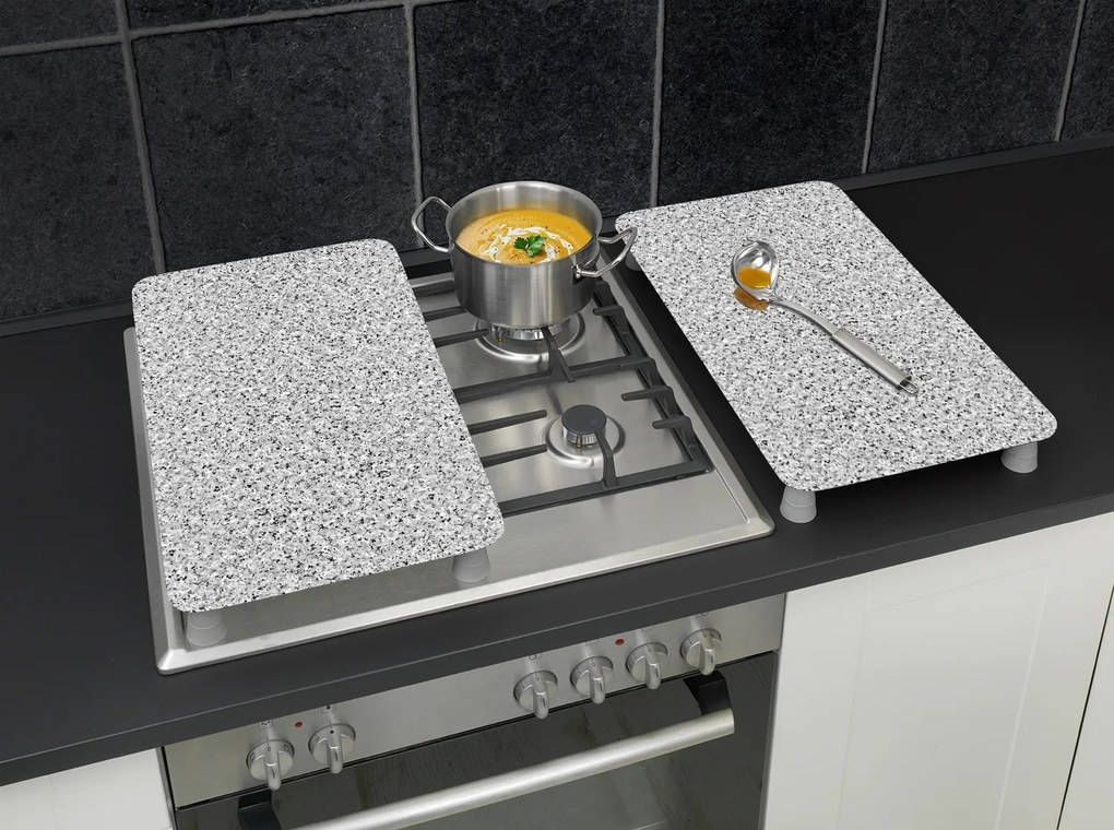 Szklane płyty ochronne GRANIT na kuchenkę – 2 sztuki, WENKO