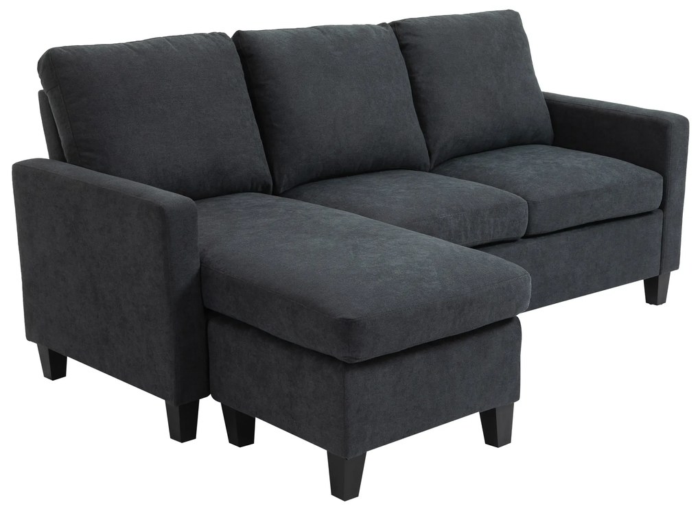 HOMCOM Sofa Narożna Wielofunkcyjna Ciemnoszara 197x139x91 cm Przestronny i Wygodny Narożnik | Aosom PL