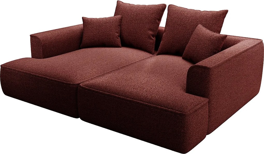 Kanapa 3-osobowa komfortowa z głębokim siedziskiem z bordowej tkaniny szenilowej PINETA