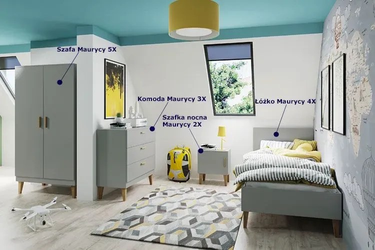 Szafka nocna dla dziecka Branos 2X - szara