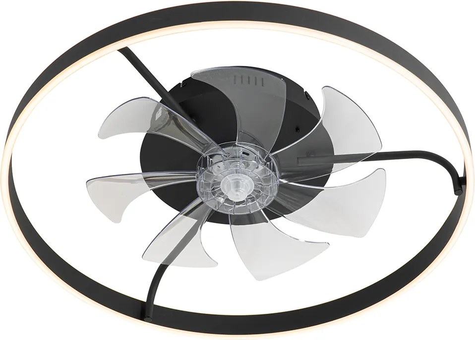 Wentylator sufitowy czarny 70 cm z LED z możliwością ściemniania i pilotem - Maddy