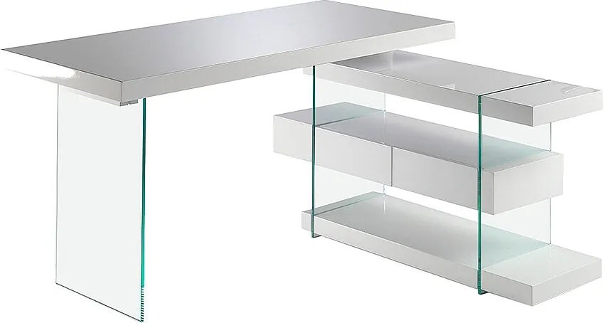 Białe biurko z drewna i szkła hartowanego 3002 ANGEL CERDA