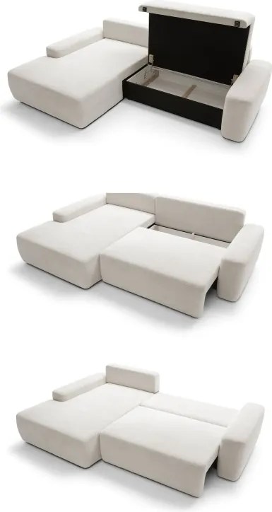 Narożnik BOULI Lewostronny z Elektryczną Regulacją wolnostojący tkanina Raven 21 Biały DOMO HOME