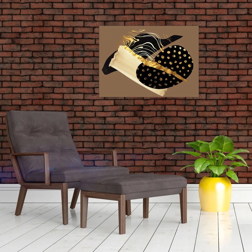 Obraz - Abstrakcja złotobrązowa N⁰1 (70x50 cm)