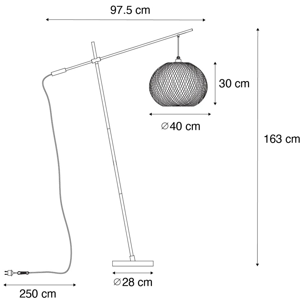 Orientalna lampa podłogowa zewnętrzna bambusowa IP44 - Rafael