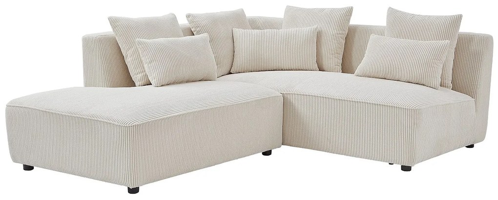 Kanapa narożna lewostronna beżowa sztruksowa  MECODI