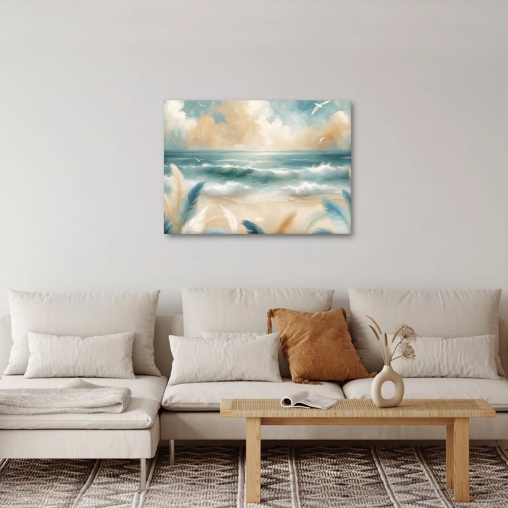 Obraz – Malowana plaża w delikatnych kolorach (70x50 cm)