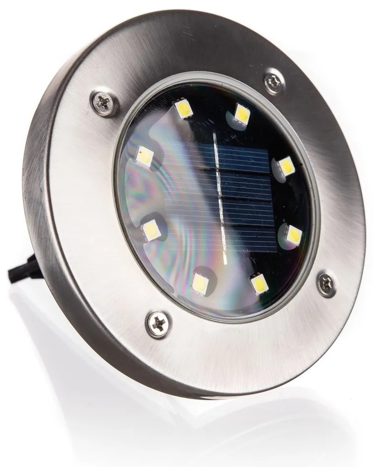 Happy Green Solar lampa wpuszczana LED srebrna, 12 cm