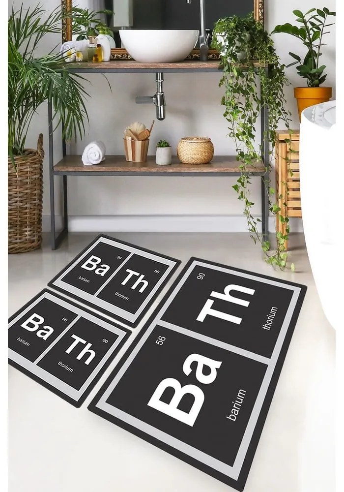 Czarne dywaniki łazienkowe zestaw 3 szt. 60x100 cm Barium – Foutastic