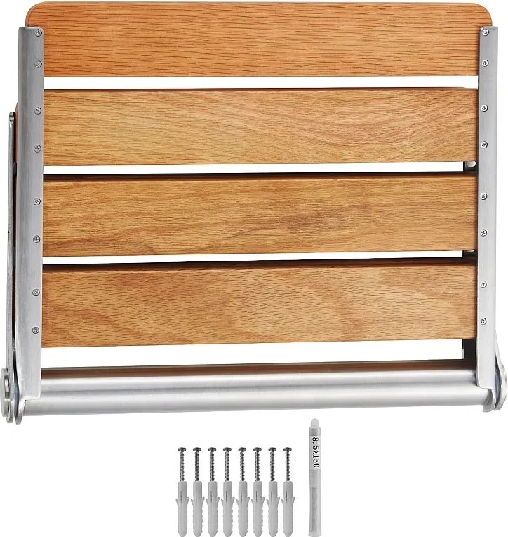 Siedzisko Prysznicowe SucceBuy Dębowe Składane Siedzisko Prysznicowe 40,8 cm x 34 cm Montowane na Ścianie 440 funtów