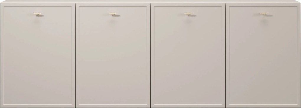 Komoda wisząca Lorini 200 cm czterodrzwiowa - kaszmir / złote uchwyty T-bar