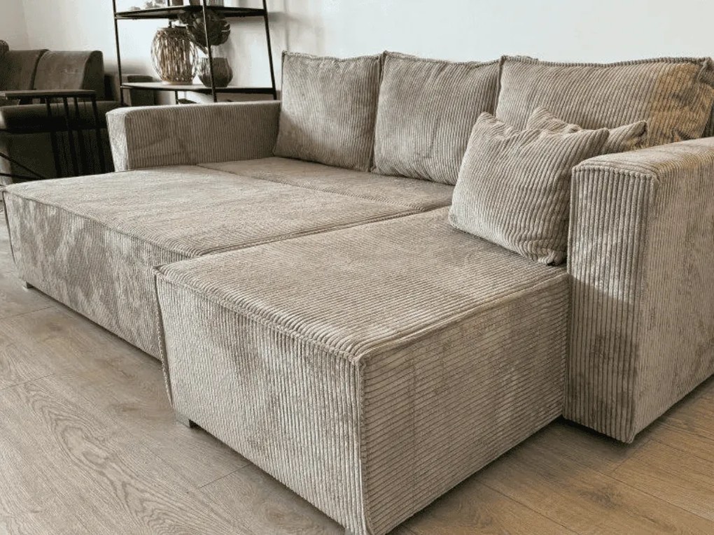 Narożnik SMART COSARO w kolorze granatowym, dwustronny + 2 poduszki GRATIS