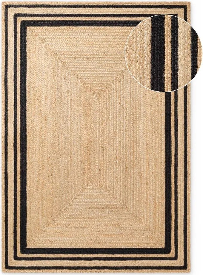 Czarno-naturalny ręcznie tkany dwustronny dywan z juty 160x230 cm Jutta – Hanse Home