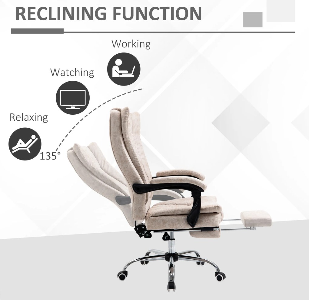 Vinsetto Fotel biurowy komputerowy z regulacją wysokości nowoczesny design mikrofibra czarny i beżowy | Aosom PL