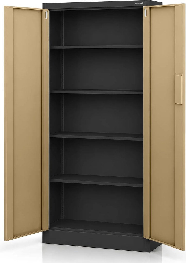 Biurowa szafa metalowa z zamkiem na szyfr antracytowa / orzech: Eco Design DANIEL, 900 x 1850 x 400 mm