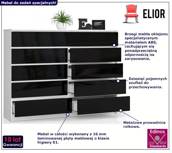 Nowoczesna komoda do salonu biały + czarny połysk - Entira 4X