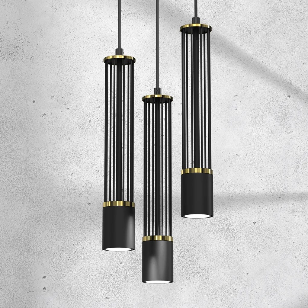 Lampa wisząca ESTILO 3xGU10, potrójna, czarne tuby, na kole