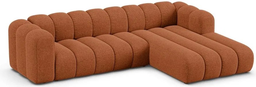Ceglasty narożnik z tkaniny szenilowej (prawostronny/z szezlongiem) Lupine – Micadoni