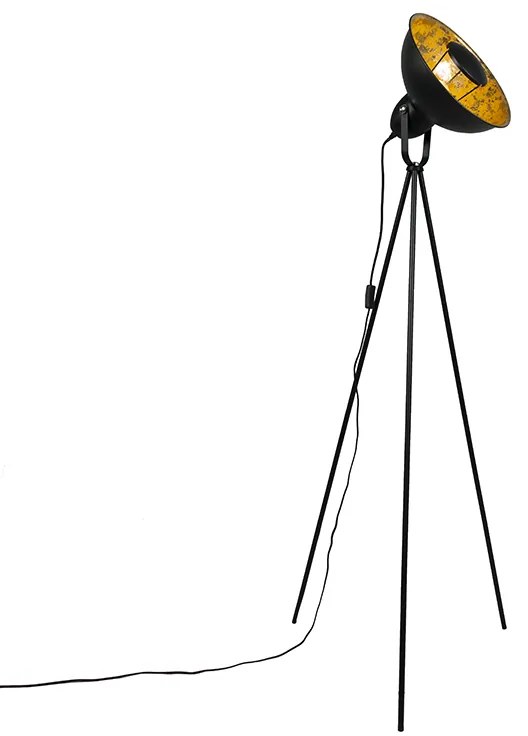 Lampa podłogowa industrialna statyw czarna ze złotem - Magna Basic 25 Nowoczesny Oswietlenie wewnetrzne