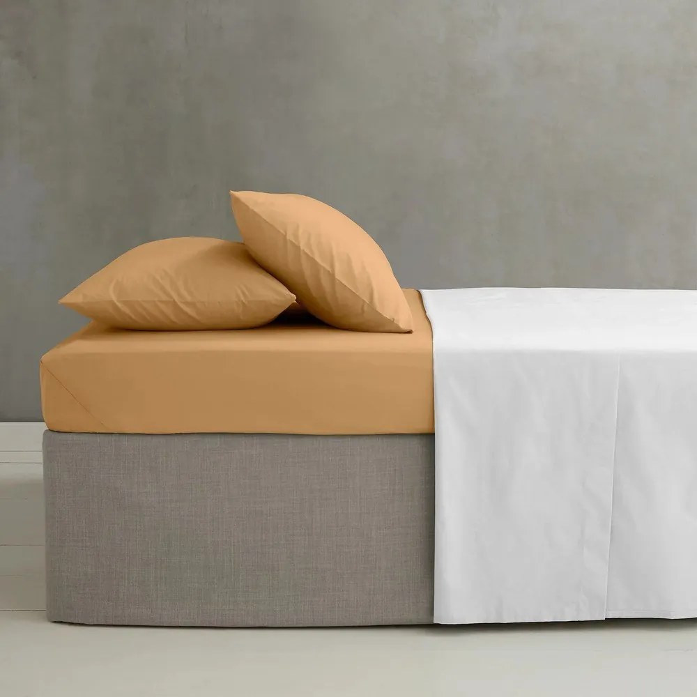 Żółte/pomarańczowe prześcieradło z perkalu z gumką 150x200 cm Easy Iron Percale – Catherine Lansfield