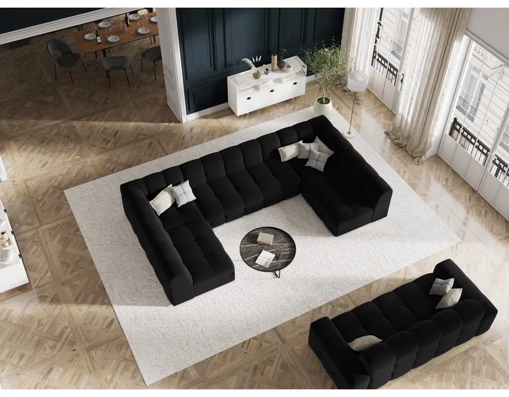 Czarna aksamitna sofa 222 cm Kendal – Micadoni Home