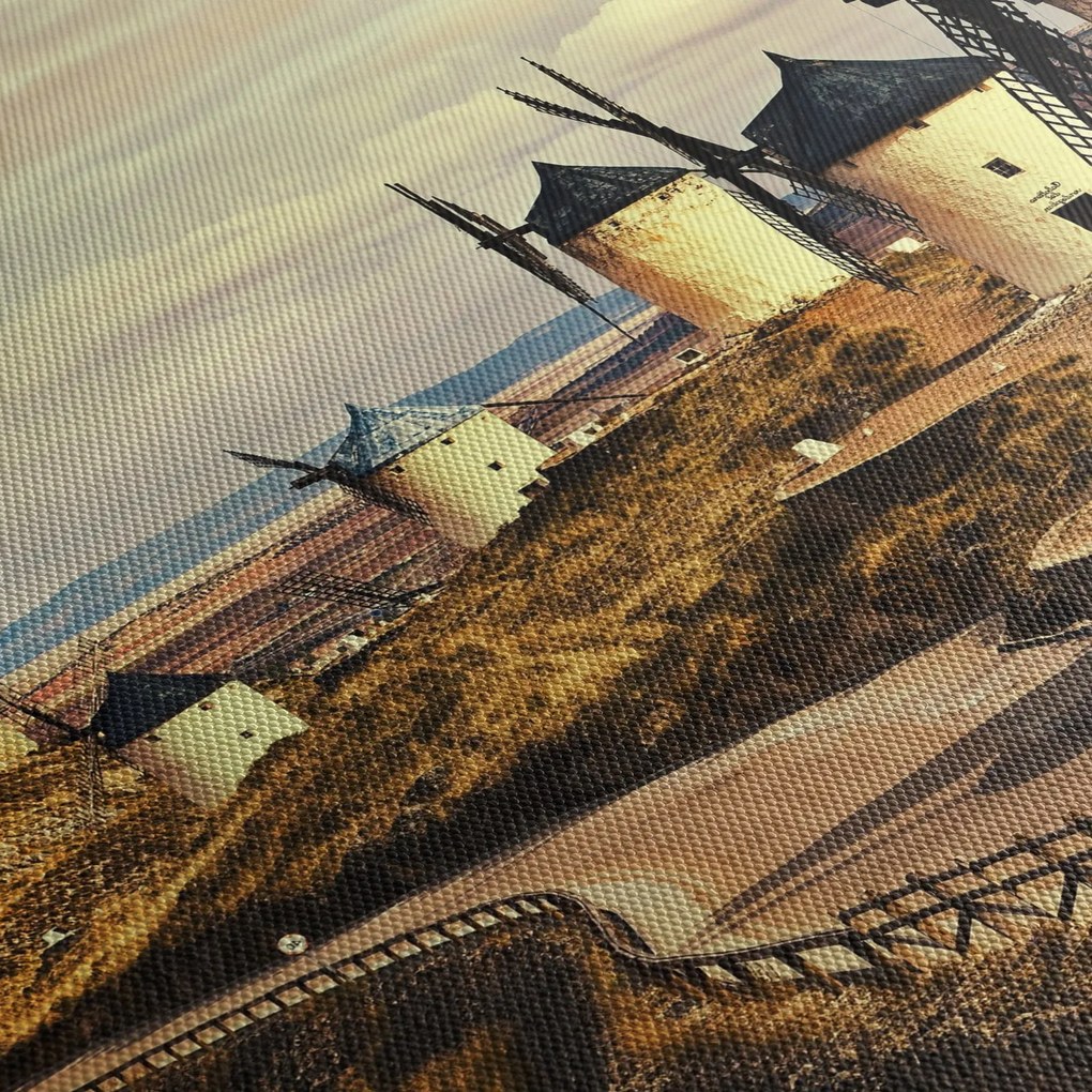 Obraz - Wiatraki (z zegarem) (90x30 cm)