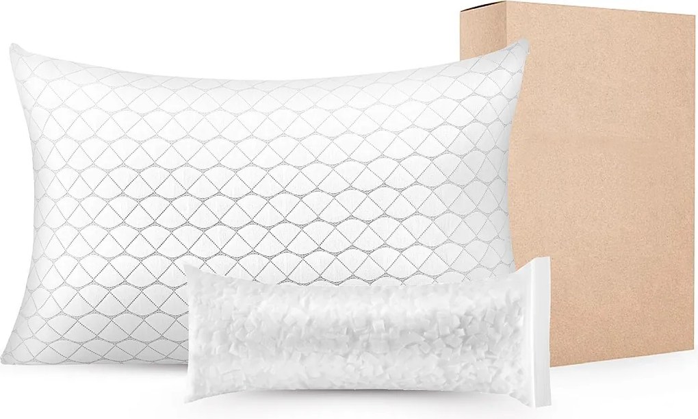 Poduszka z Piany z Pamięcią SucceBuy, 90 x 48,5 cm, z Poszwą z Naturalnego Włókna Wyjmowalna Zmywalna, Dobre Wsparcie, Optymalny Komfort, Biały